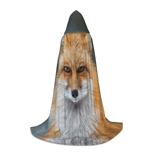 Edwal Kapuzenumhang mit Fuchs-Aufdruck, Unisex-Umhang, Hexen-Zauberer-Umhang, Vampirumhang für Halloween, Cosplay-Kostüme von Edwal
