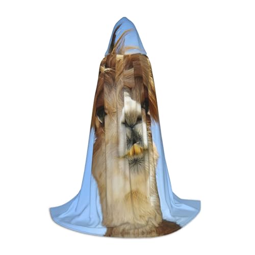 Edwal Lustiger Alpaka-Llama-Druck, Kapuzenumhang, Unisex-Umhang, Hexen-Zauberer-Umhang, Vampirumhang für Halloween, Cosplay-Kostüme von Edwal