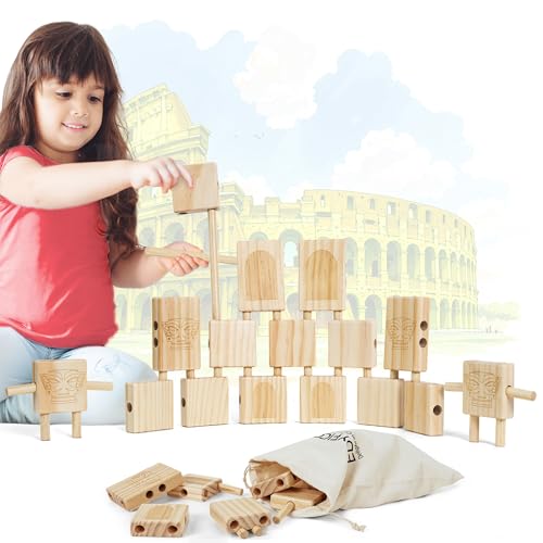 Edyfico TDD101, Bausteine für Kinder ab 1 jahr, 44 Stück Holzbausteine Montessori Spielzeug, Kleinkind Lose-flexible Verbindungen Version für leicht Wieder zusammenbauen, mit Canvas Aufbewahrungsbeute von Edyfico