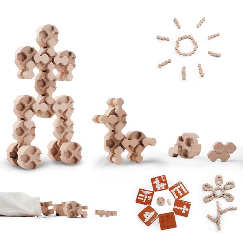 Edyfico THS102, Bausteine für Kinder, 50 Stück Holzbausteine Montessori Spielzeug, Kreative Mint Lernspielzeug Holz Kinderspielzeug mit Storagebag & Eltern-Kind Karten, Perfekt für Zuhause, Schule Edyfico THS102, Bausteine für Kinder, 50 Stück Holzbausteine Montessori Spielzeug, Kreative Mint Lernspielzeug Holz Kinderspielzeug mit Storagebag & Eltern-Kind Karten, Perfekt für Zuhause, Schule von Edyfico