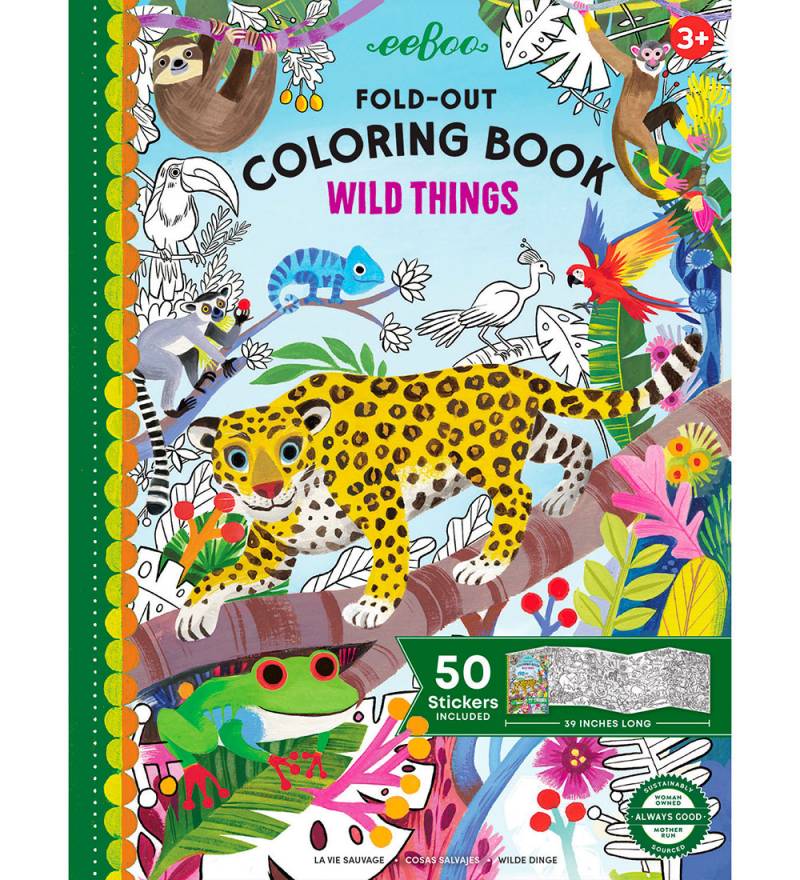 Eeboo Ausklappen Malbuch m. Stickers - Wilde Tiere - Eeboo - One Size - Malbücher Eeboo Ausklappen Malbuch m. Stickers - Wilde Tiere - Eeboo - One Size - Malbücher von Eeboo