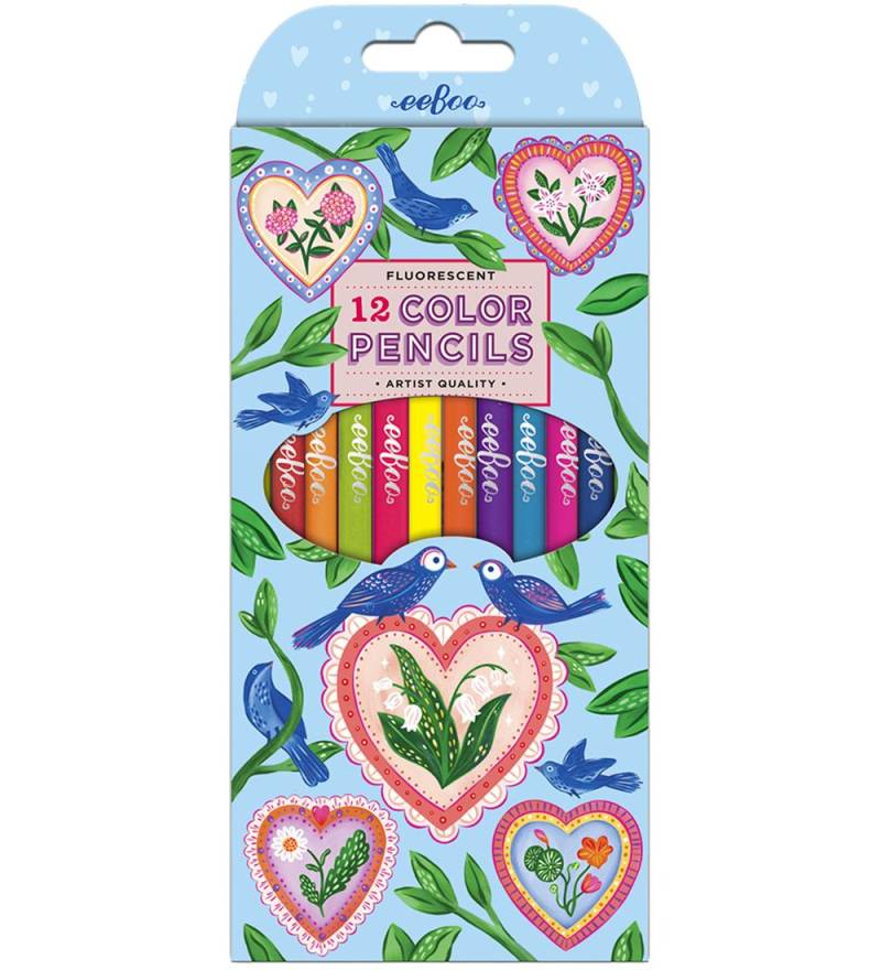 Eeboo Buntstifte - 12 St. - Neon - Hearts & Birds - Eeboo - One Size - Buntstiftsets Eeboo Buntstifte - 12 St. - Neon - Hearts & Birds - Eeboo - One Size - Buntstiftsets von Eeboo