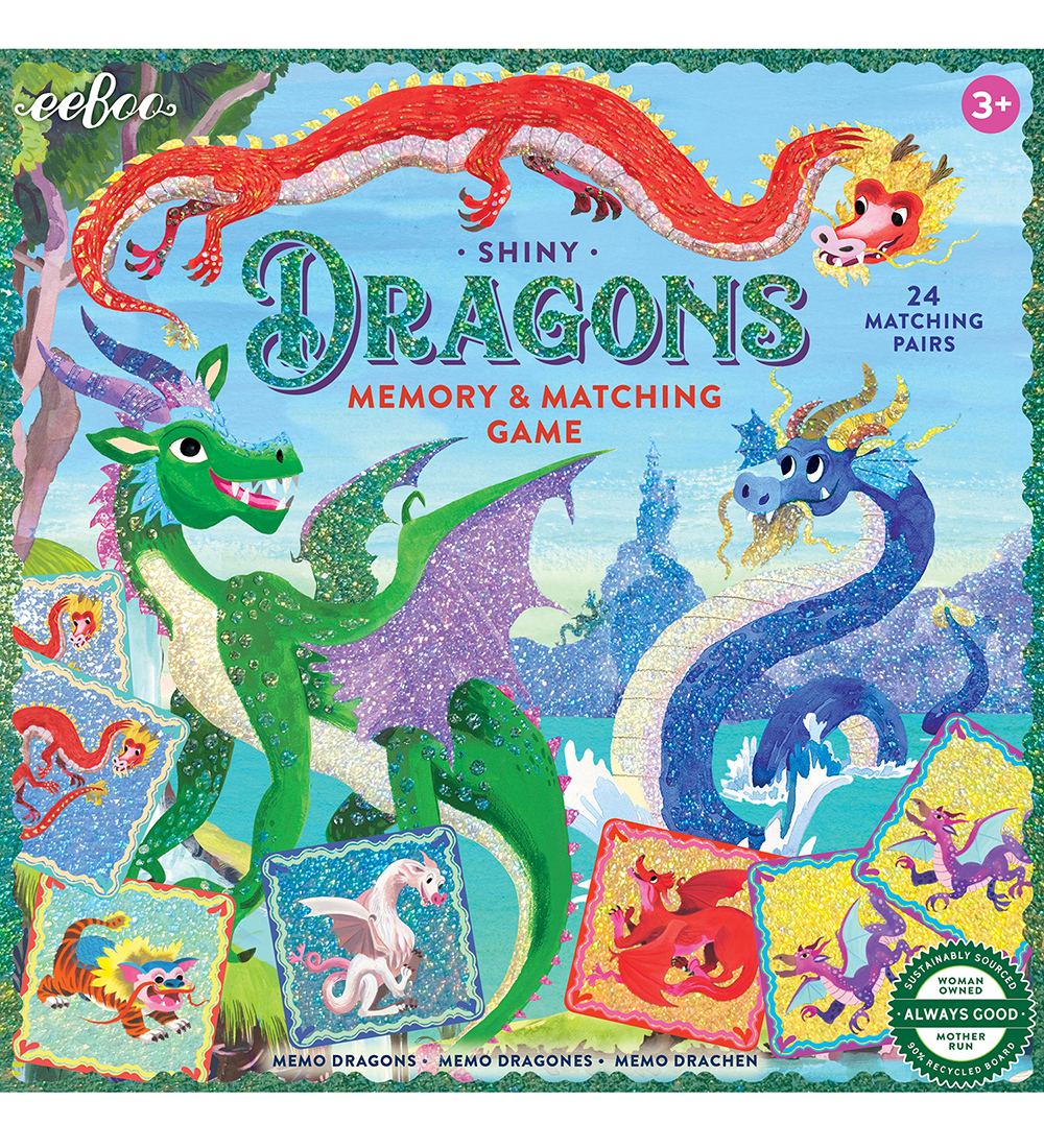 Eeboo Memory-Spiel - Drachen und Glitzer - Eeboo - One Size - Memory-Spiele von Eeboo