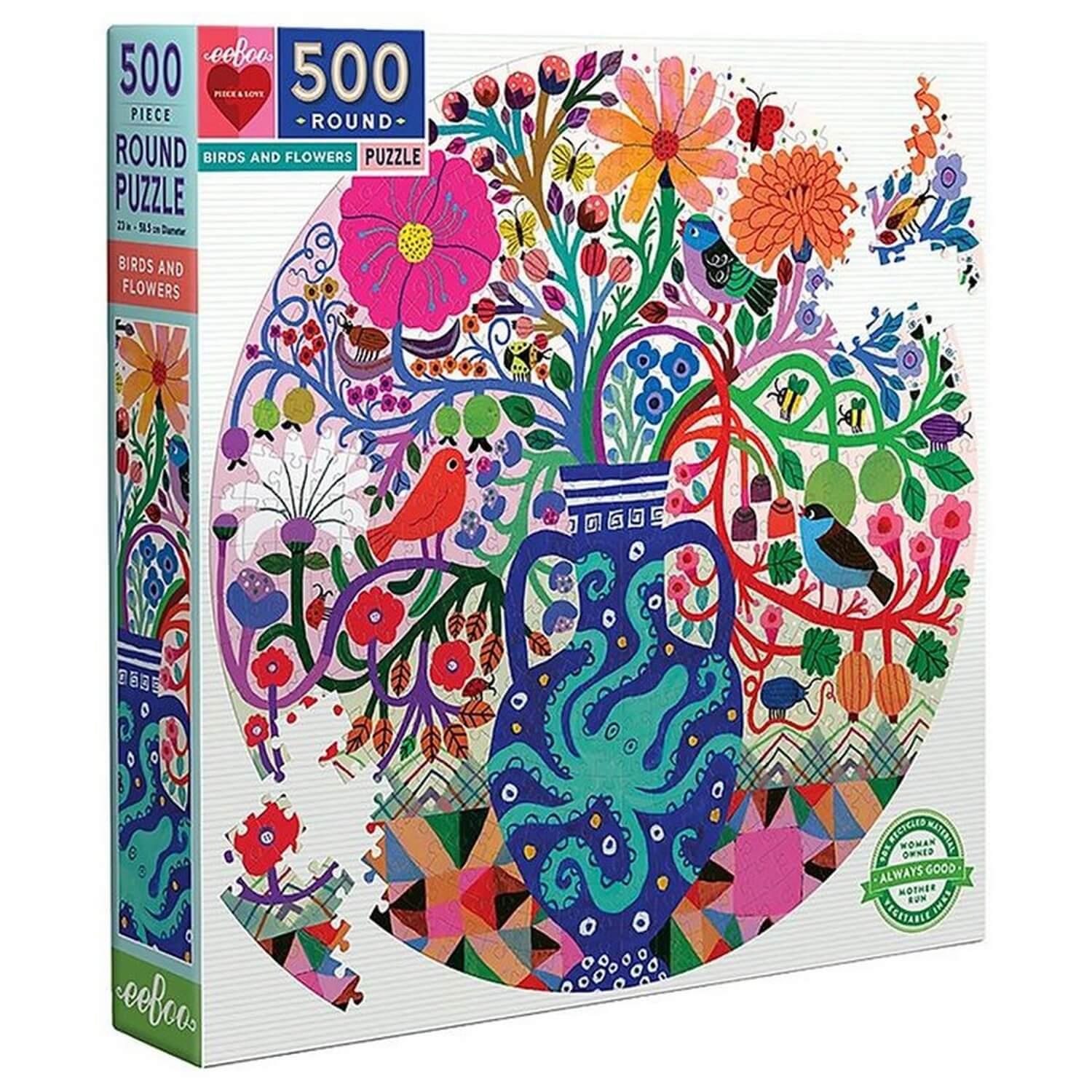 Eeboo Puzzle 500 Teile – Birds and Flowers - von Eeboo