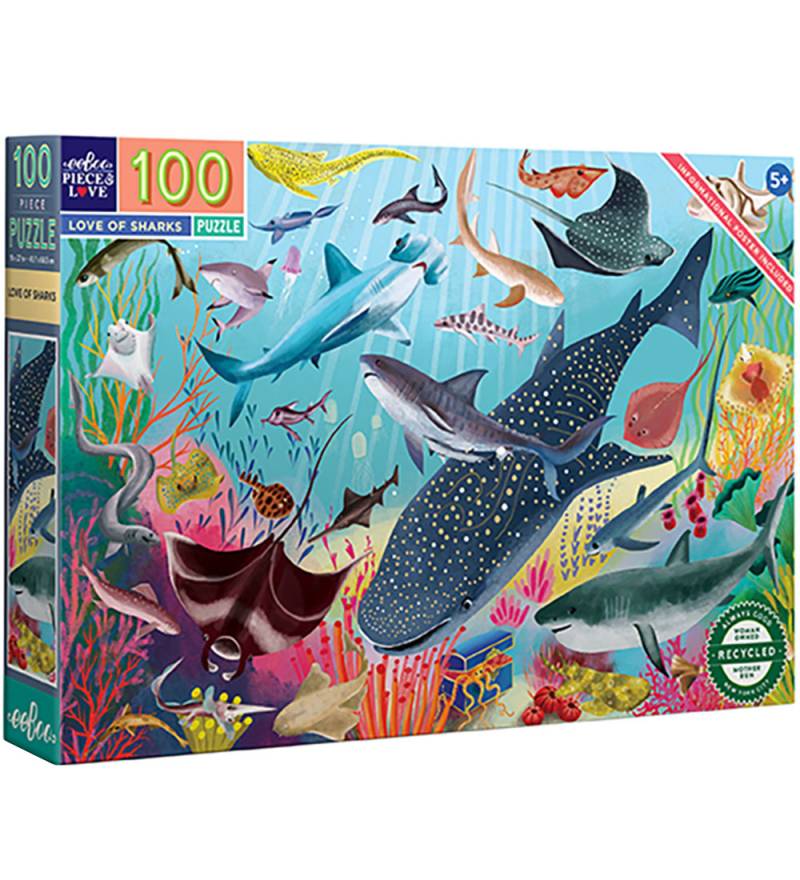 Eeboo Puzzlespiel - 100 Teile - 45,7x68,5 cm - Haie I Die Tiefe - Eeboo - One Size - Puzzlespiele Eeboo Puzzlespiel - 100 Teile - 45,7x68,5 cm - Haie I Die Tiefe - Eeboo - One Size - Puzzlespiele von Eeboo