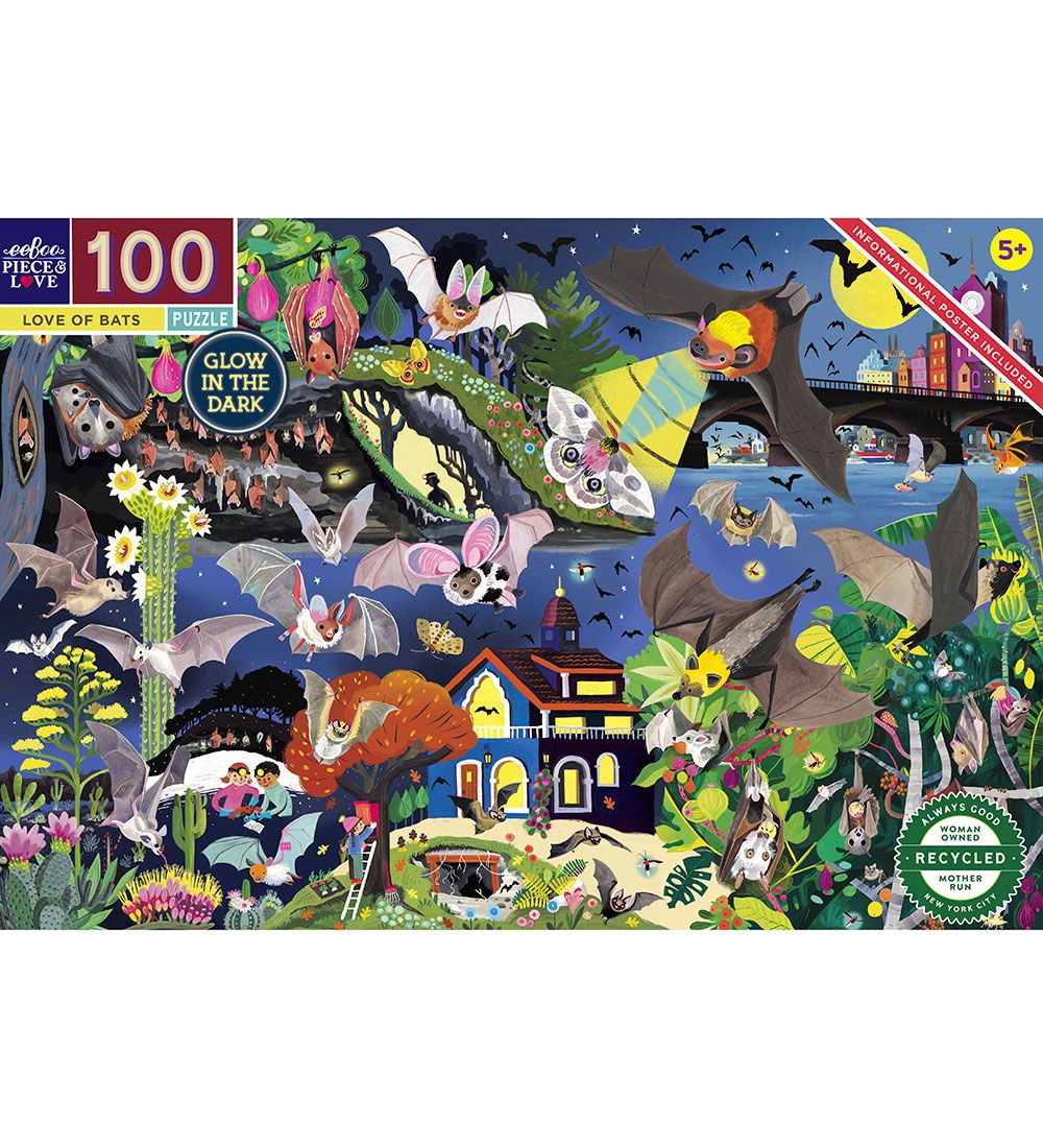 Eeboo Puzzlespiel - 100 Teile - 45,7x68,5 cm - Love Of Bats - Eeboo - One Size - Puzzlespiele von Eeboo
