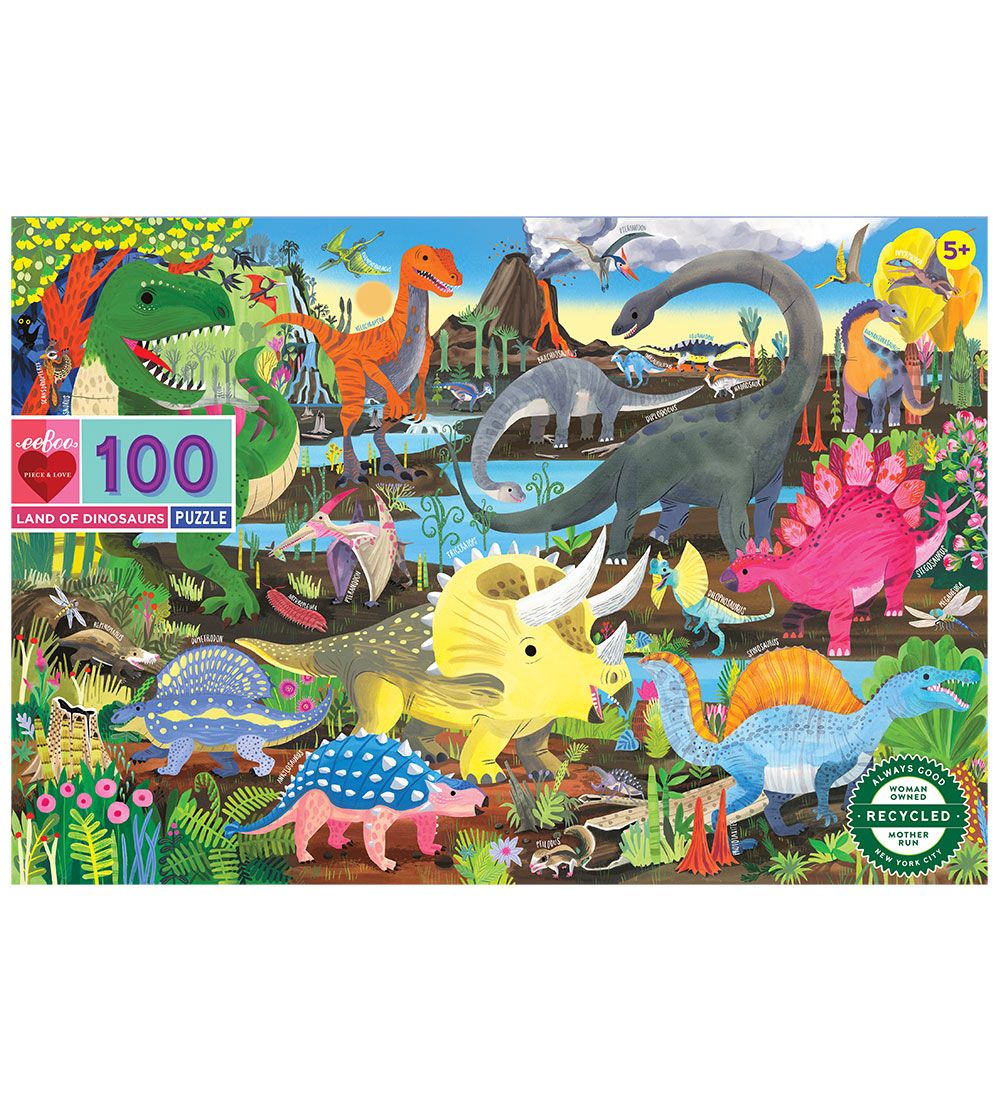 Eeboo Puzzlespiel - 100 Teile - Dinoland - Eeboo - One Size - Puzzlespiele von Eeboo