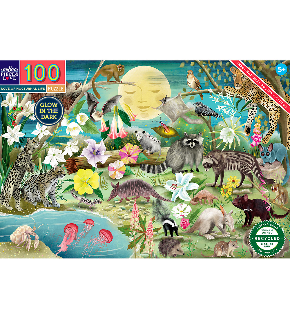 Eeboo Puzzlespiel - 100 Teile - Fluoreszierend Nachtaktiv - Eeboo - One Size - Puzzlespiele von Eeboo