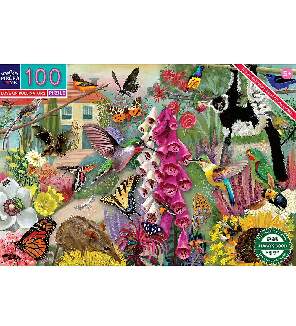 Eeboo Puzzlespiel - 100 Teile - Liebe Bestäuber - Eeboo - One Size - Puzzlespiele von Eeboo