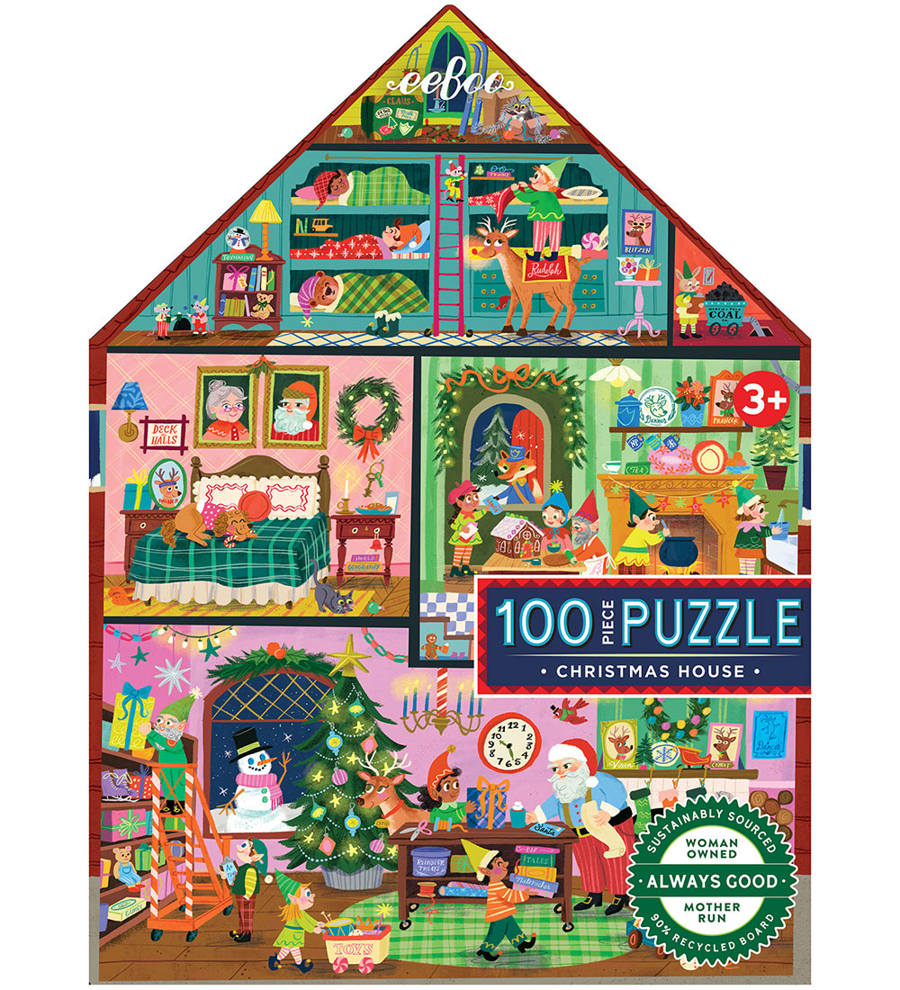 Eeboo Puzzlespiel - 100 Teile - Weihnachten I Wintervilla - Eeboo - One Size - Puzzlespiele von Eeboo