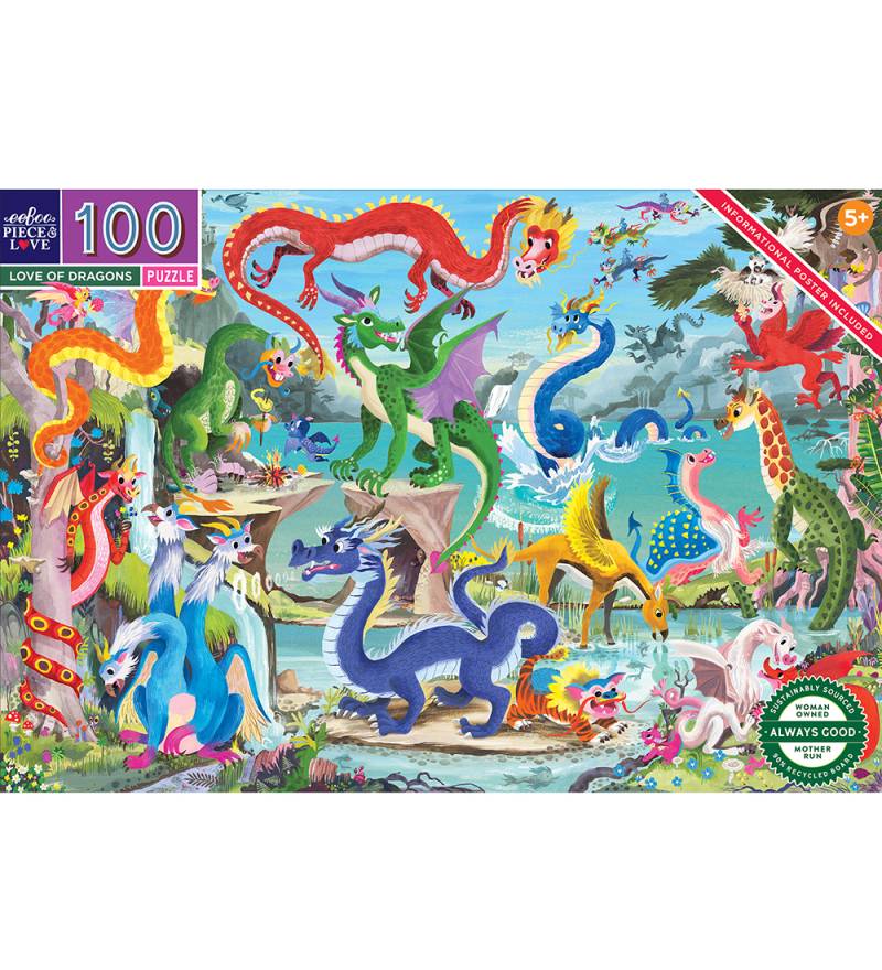 Eeboo Puzzlespiel - 100 Teile - Welt der Drachen - Eeboo - One Size - Puzzlespiele Eeboo Puzzlespiel - 100 Teile - Welt der Drachen - Eeboo - One Size - Puzzlespiele von Eeboo