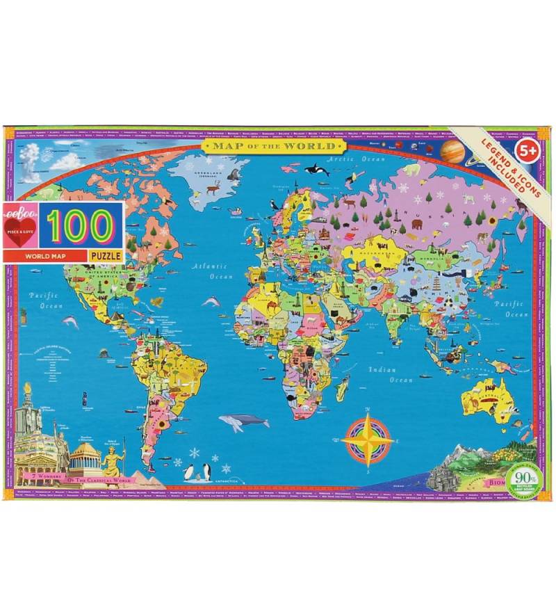 Eeboo Puzzlespiel - 100 Teile - Weltkarte - Eeboo - One Size - Puzzlespiele Eeboo Puzzlespiel - 100 Teile - Weltkarte - Eeboo - One Size - Puzzlespiele von Eeboo