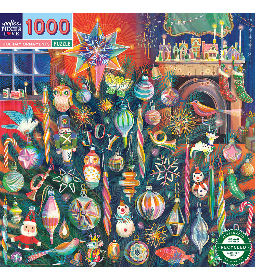 Eeboo Puzzlespiel - 1000 Teile - 58,4x58,4 cm - Holiday Ornament - Eeboo - One Size - Puzzlespiele von Eeboo