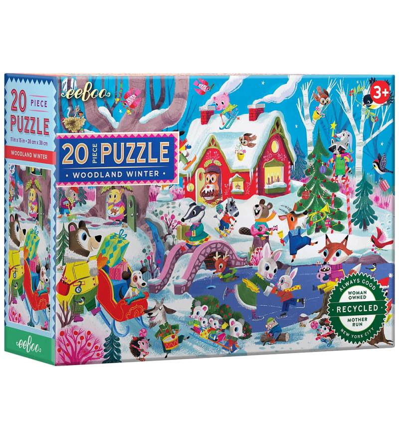 Eeboo Puzzlespiel - 20 Teile - 28x38 cm - Waldwinter - Eeboo - One Size - Puzzlespiele von Eeboo