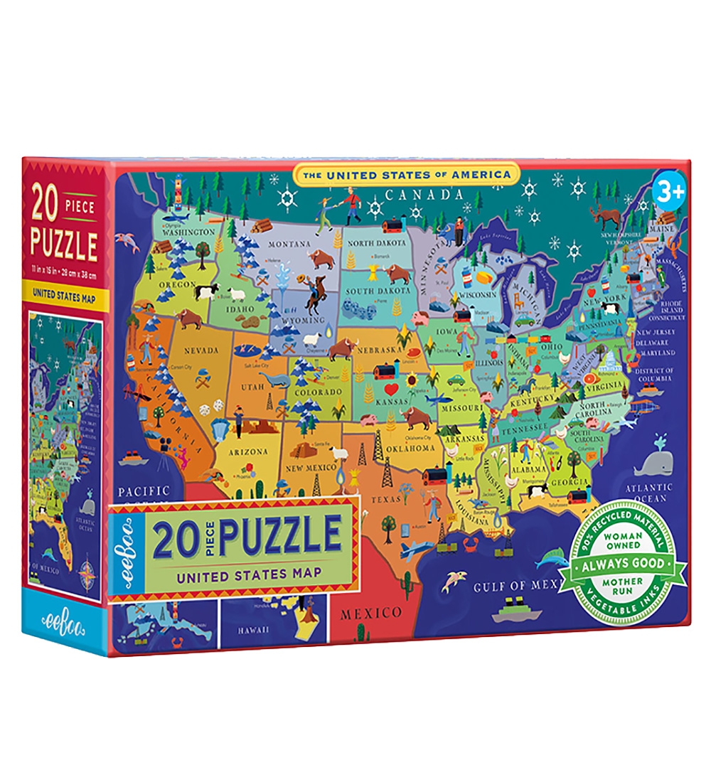 Eeboo Puzzlespiel - 20 Teile - USA - Eeboo - One Size - Puzzlespiele von Eeboo