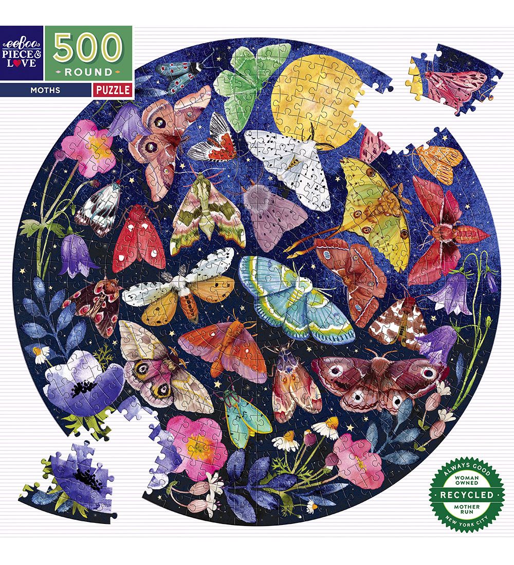 Eeboo Puzzlespiel - 500 Teile - 58,5 cm - Moths - Eeboo - One Size - Puzzlespiele von Eeboo