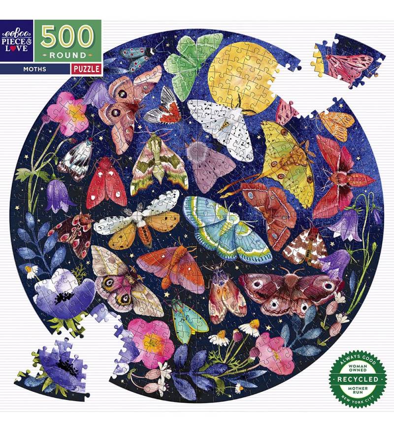 Eeboo Puzzlespiel - 500 Teile - 58,5 cm - Moths - Eeboo - One Size - Puzzlespiele Eeboo Puzzlespiel - 500 Teile - 58,5 cm - Moths - Eeboo - One Size - Puzzlespiele von Eeboo