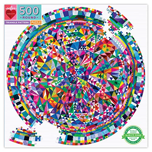 eeBoo PZFTRP rund Dreieck Muster Puzzle für Erwachsene, 58,5 cm Durchmesser, recycelter Karton, 500 Teile, Mehrfarbig von eeBoo