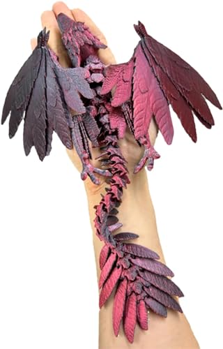 3D Printed Dragon with Wings,Crystal Dragon Fidget Toys for Adults,Full Articulated Dragon Crystal Dragon,Dragon Egg Fidget Toy,Posable Flexible Crystal Dragon Toys for ADHD Autism (Red Black) von Eeiiey