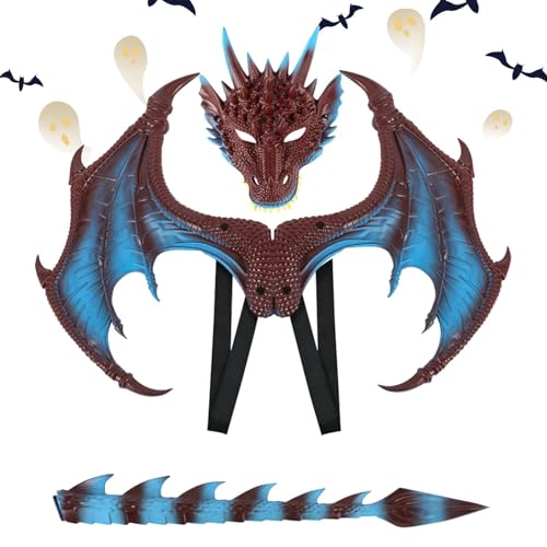 Eelogoo Drachenflügel und Schwanz - 3-teiliges Drachenkostüm für Kinder, verstellbar - Fantasievolles Geburtstagsgeschenk, bequeme Partygeschenke für Halloween, Kinder, Jungen von Eelogoo