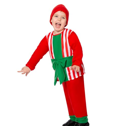 Eelogoo Geschenkbox verkleiden - Weihnachtskostüm für Jungen und Mädchen mit Schleife und Hut - Weihnachtszubehör für Rollenspiele, Auftritte, Mottopartys, Fotografie, Familientreffen von Eelogoo