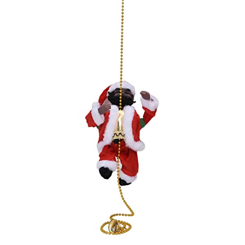 1 STÜCKE Elektrische Weihnachtsmann-Kletterseilleiter - Elektrisches Weihnachtsmann-Spielzeug Schwarzes Rennen Klettern Weihnachtsbaumschmuck Schaufenster (schwarzer Mann von Eeneme