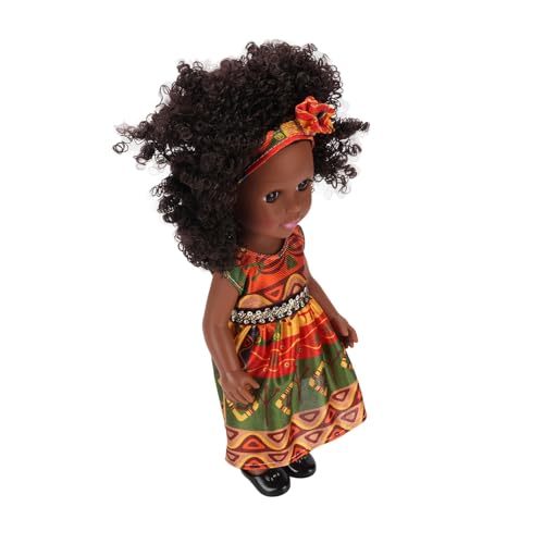 Eeneme 14 -Zoll -Mädchen Schwarze Puppe, Afro Hair Fashion Doll mit Veränderlicher Kleidung, Geeignet für Spielzeit, Reiseabenteuer und Tröstendes Spielzeug für Emotionale von Eeneme
