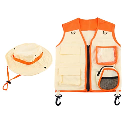 Eeneme 2PCS Kids Explorer Kostüm Set Cargo Weste und Hut Outdoor Explorer Kit Rollenspiel Cosplay für Explorer Zookeeper Park Ranger (B) von Eeneme