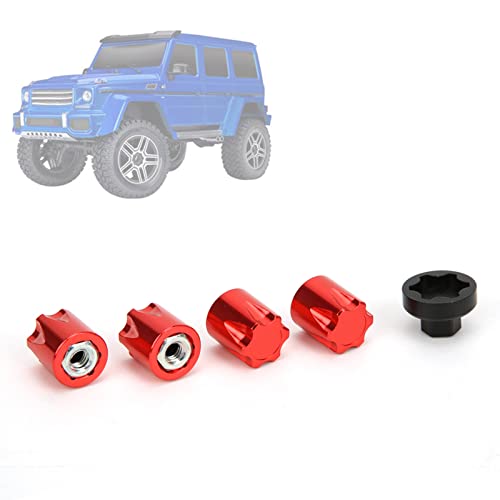 Eeneme 4 Stück Felgenmittenkappe M4 Mutter Passend TRX4 Axial SCX10 90046 D90 RC Radzubehör (Schwarz) (Rot) von Eeneme