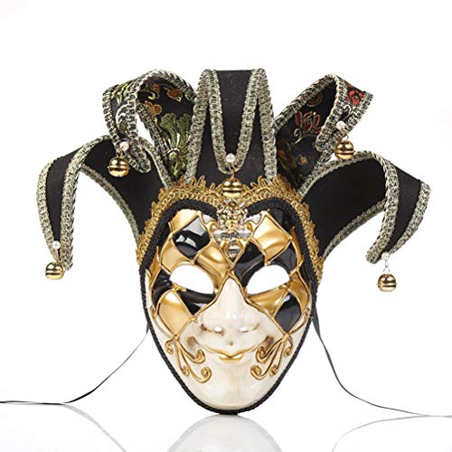 Venezianische Maskerade Maske Vollgesichtsmaske Halloween Narren Joker Maske Karneval Kostüm Cosplay Dress Up Zubehör Anonymous Masken für Frauen Mädchen von Eeneme