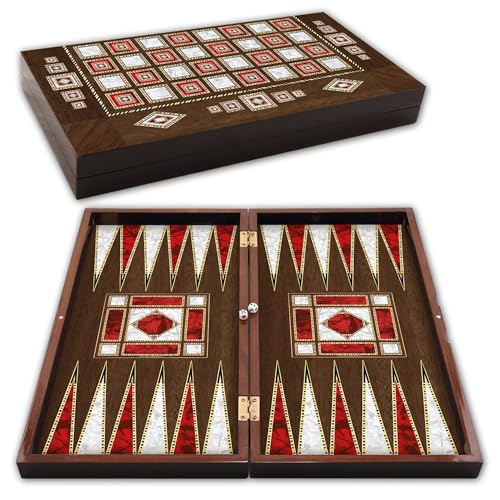 Efcom Backgammon – Tavla – Backgammon Holz – Hochwertiges Holzbrettspiel im eleganten Design – baggamon Spiel für Tavla Spieler – Perfekt als Back Gammon Spiel – Klassisches Brettspiel für 2 Spieler von Efcom