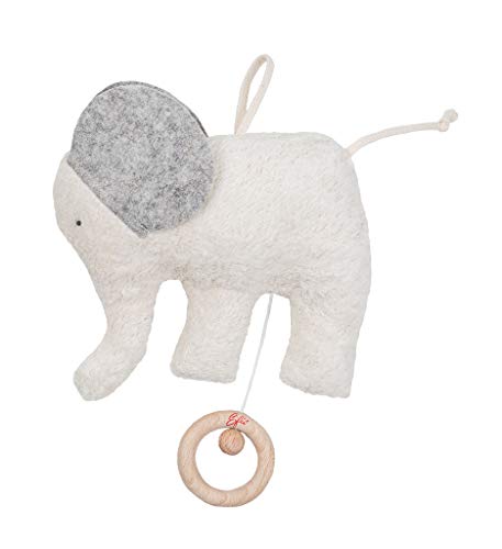 Efie Bio-Spieluhr Elefant – handgefertigt in Deutschland – 100 % Baumwolle (KBA) – Füllung: Schurwolle (kbT) – Verschiedene Melodien – Babyspielzeug ab Geburt von Efie