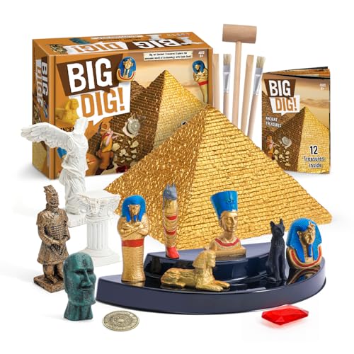 Eggbox Altes Ägypten Ausgrabungsset für Kinder - Pyramide Dig Spielzeug mit 12 ägyptischen Schätze, STEM pädagogisches Archäologie Spielzeug Geschenk für Kinder ab 6 7 8 9 10 Jahre von Eggbox
