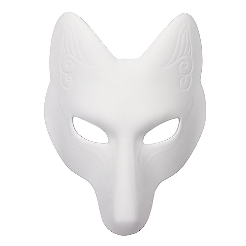 Eghunooye DIY Blank Fox Cat Masks Fox Cat White Paper Mask White Graffiti Masks Halloween Cosplay Party Prop (White, One Size) von Eghunooye