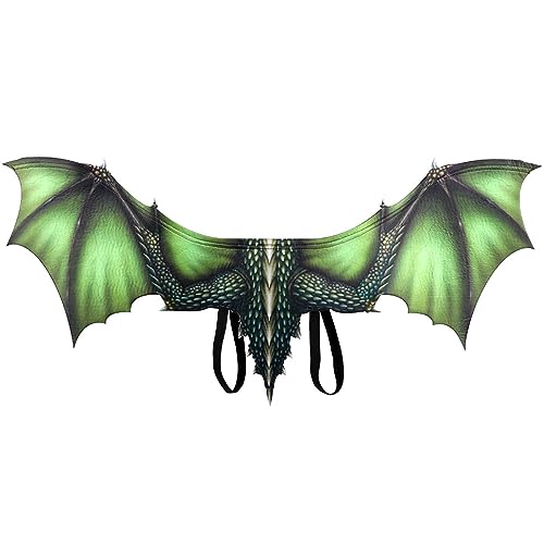 Eghunooye Erwachsene Drachenflügel Halloween Drachen Kostüm Vlies Drachenflügel Dress Up Flügel Zubehör Drachen Kostüm (Grün, Einheitsgröße) von Eghunooye