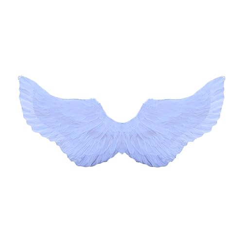 Eghunooye Erwachsene Engelsflügel Deluxe Federflügel mit elastischen Bändern Halloween Flügel Kostüm Zubehör für Männer Frauen (Weiß, Einheitsgröße) von Eghunooye