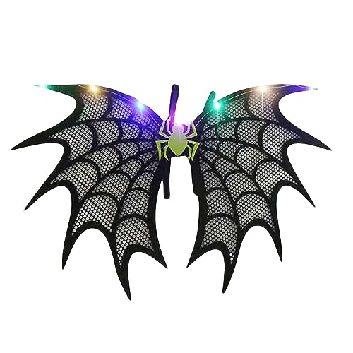 Eghunooye Halloween Fledermausflügel Kostüm LED Spinnenflügel Lichter Vampir Halloween Kostüm Party Cosplay Kostüm Zubehör (Grün, 32 cm x 42 cm) von Eghunooye