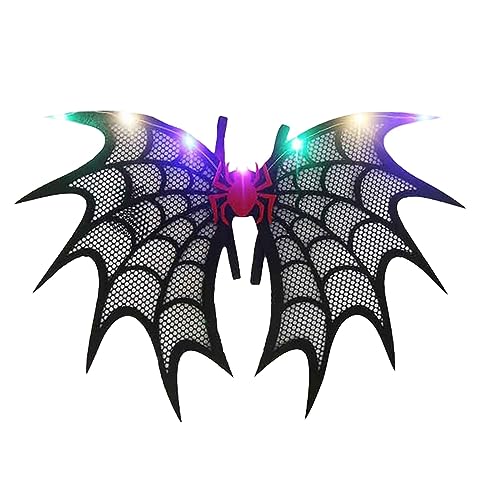 Eghunooye Halloween Fledermausflügel Kostüm LED Spinnenflügel Lichter Vampir Halloween Kostüm Party Cosplay Kostüm Zubehör (rot, 32 cm x 42 cm) von Eghunooye