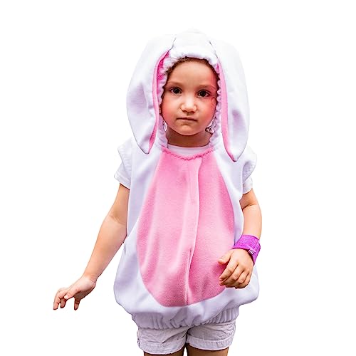 Eghunooye Kinder Schafkostüm Jungen Mädchen Pelz-Kapuzenweste Niedliches Tierkostüm Kleines Lamm Weihnachten Outfits (Hase 5-6 Jahre) von Eghunooye