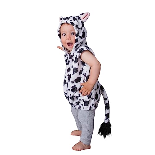 Eghunooye Kinder Schafkostüm Jungen Mädchen Pelz-Kapuzenweste Niedliches Tierkostüm Kleines Lamm Weihnachten Outfits (Kuh, 3-4T) von Eghunooye