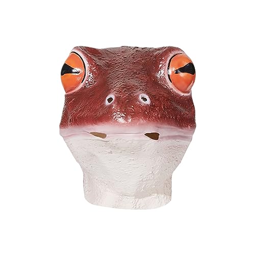 Eghunooye Lustige Enten-Gesichtsmaske, Latex, Gorilla-Tiere, vollständige Abdeckung, Maske, Krokodil-Gesichtsmaske, Kopfbedeckung für Halloween-Party (Brauner Frosch, Einheitsgröße) von Eghunooye