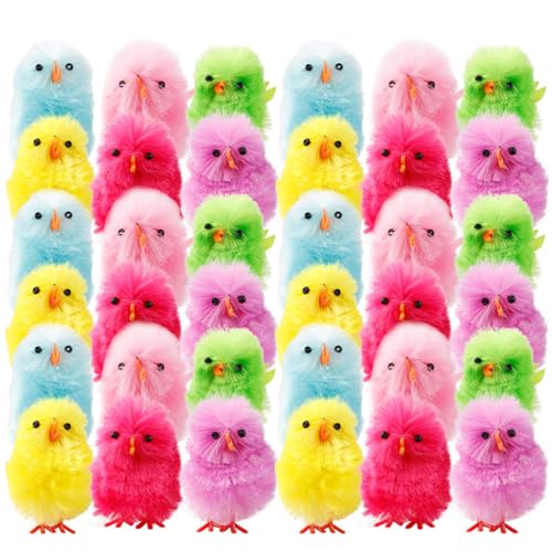 Eghunooye Mini-Küken, Osterjagd-Dekorationen für Kinder, Partygeschenke, Korbfüller, Dekorationen (mehrfarbig, 36 Stück) von Eghunooye
