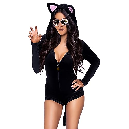 Eghunooye Süßer Schlafanzug für Damen, langärmelig, Reißverschluss, mit Kapuze, Nachtwäsche, Kuh, Katze, Kostüm, Cosplay-Outfit, Schwarz , S Eghunooye Süßer Schlafanzug für Damen, langärmelig, Reißverschluss, mit Kapuze, Nachtwäsche, Kuh, Katze, Kostüm, Cosplay-Outfit, Schwarz , S von Eghunooye