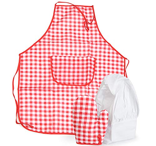 Egmont Toys Kinder Kostüm Koch Bäcker Schürze rot-weiß kariert, Hobbyschürze inkl. Handschuh und Kochmütze von Egmont Toys