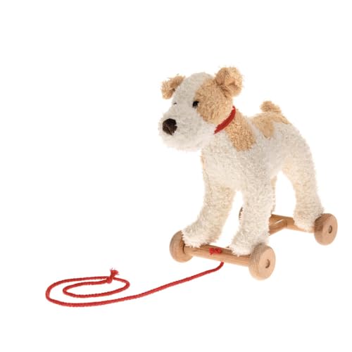 Egmont Toys Pull-Along Spieltiere – 4 Plüschtier-Modelle zum Hinterherziehen (Hund Eliot, Bär Raoul, Schaf Mary, Bär Walter), Holzräder & weicher Plüsch, ab 12 Monaten (Eliot (Hund)) von Egmont Toys
