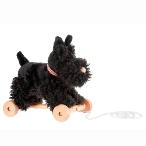 Egmont Toys Pull-Along Spieltiere – 4 Plüschtier-Modelle zum Hinterherziehen (Hund Eliot, Bär Raoul, Schaf Mary, Bär Walter), Holzräder & weicher Plüsch, ab 12 Monaten (Walter (Hund)) von Egmont Toys