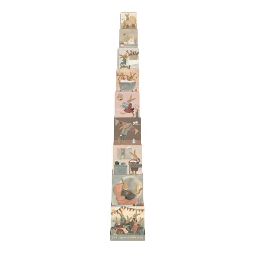 Egmont Toys Spielzeug Pyramiden-Set – 4 Designs zum Stapeln & Zählen (Wald, Musiker, Hasenfamilie, Dinosaurier), 9 Papp‑Blöcke, Lernspielzeug ab 36  Monaten - Zählen Lernen (Hasenfamilie) von Egmont Toys