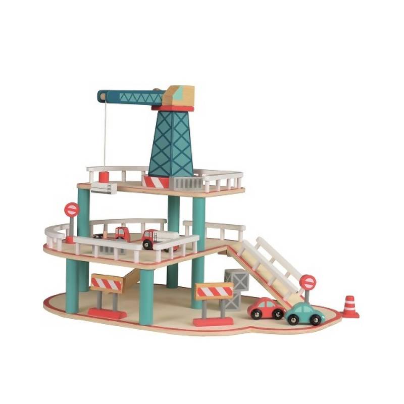 Holz-Parkhaus GARAGE WITH CRANE (45x36x38) von Egmont Toys