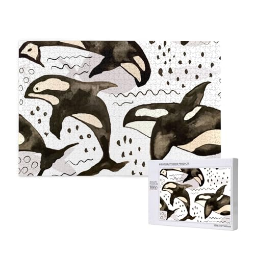 Aquarell Orcas,1000 Teile Holzpuzzle Familienspiel Puzzles für Erwachsene Teenager Heimdekoration Aquarell Orcas,1000 Teile Holzpuzzle Familienspiel Puzzles für Erwachsene Teenager Heimdekoration von EgoMed