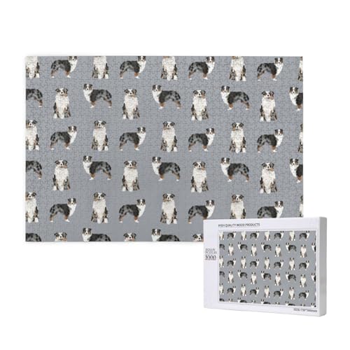 Australian Shepherd Blue Merle Hund Simple Grey,1000 Teile Holzpuzzle Familienspiel Puzzles für Erwachsene Teenager Heimdekoration Australian Shepherd Blue Merle Hund Simple Grey,1000 Teile Holzpuzzle Familienspiel Puzzles für Erwachsene Teenager Heimdekoration von EgoMed